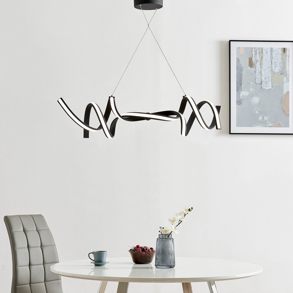 Black Two Light Metal LED Dimmable Chandelier