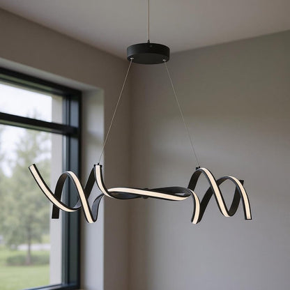 Black Two Light Metal LED Dimmable Smart Enabled Chandelier