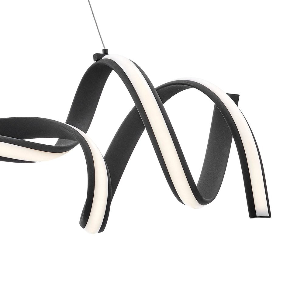 Black Two Light Metal LED Dimmable Smart Enabled Chandelier