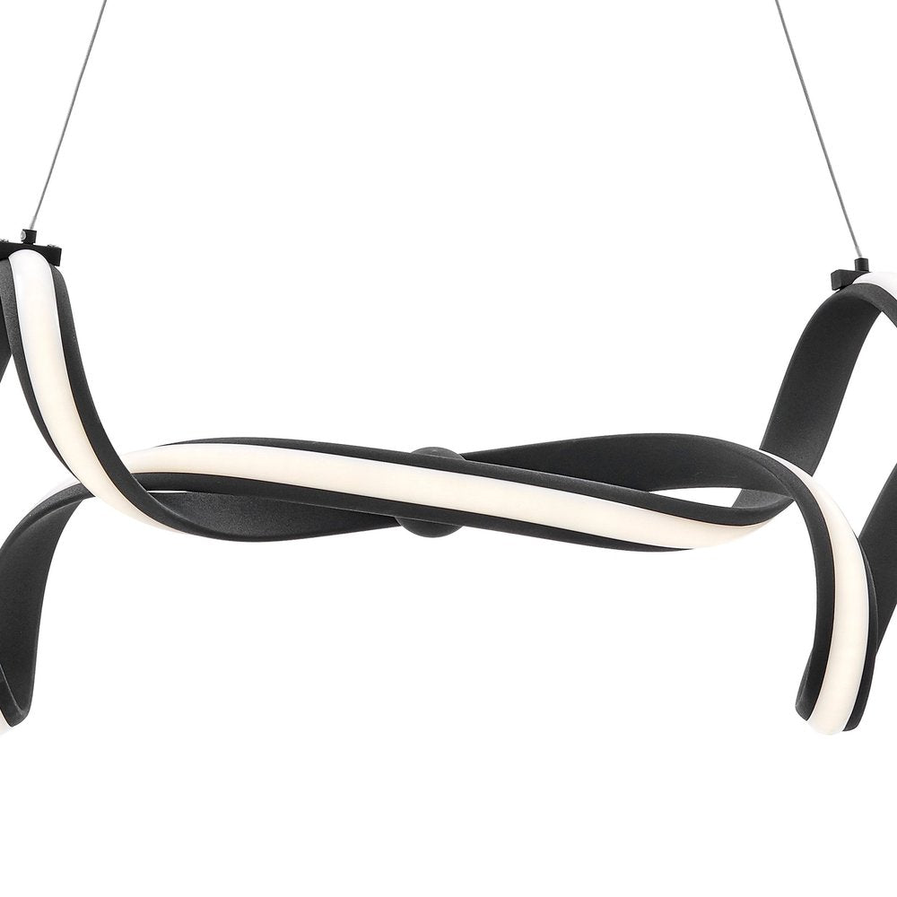 Black Two Light Metal LED Dimmable Smart Enabled Chandelier