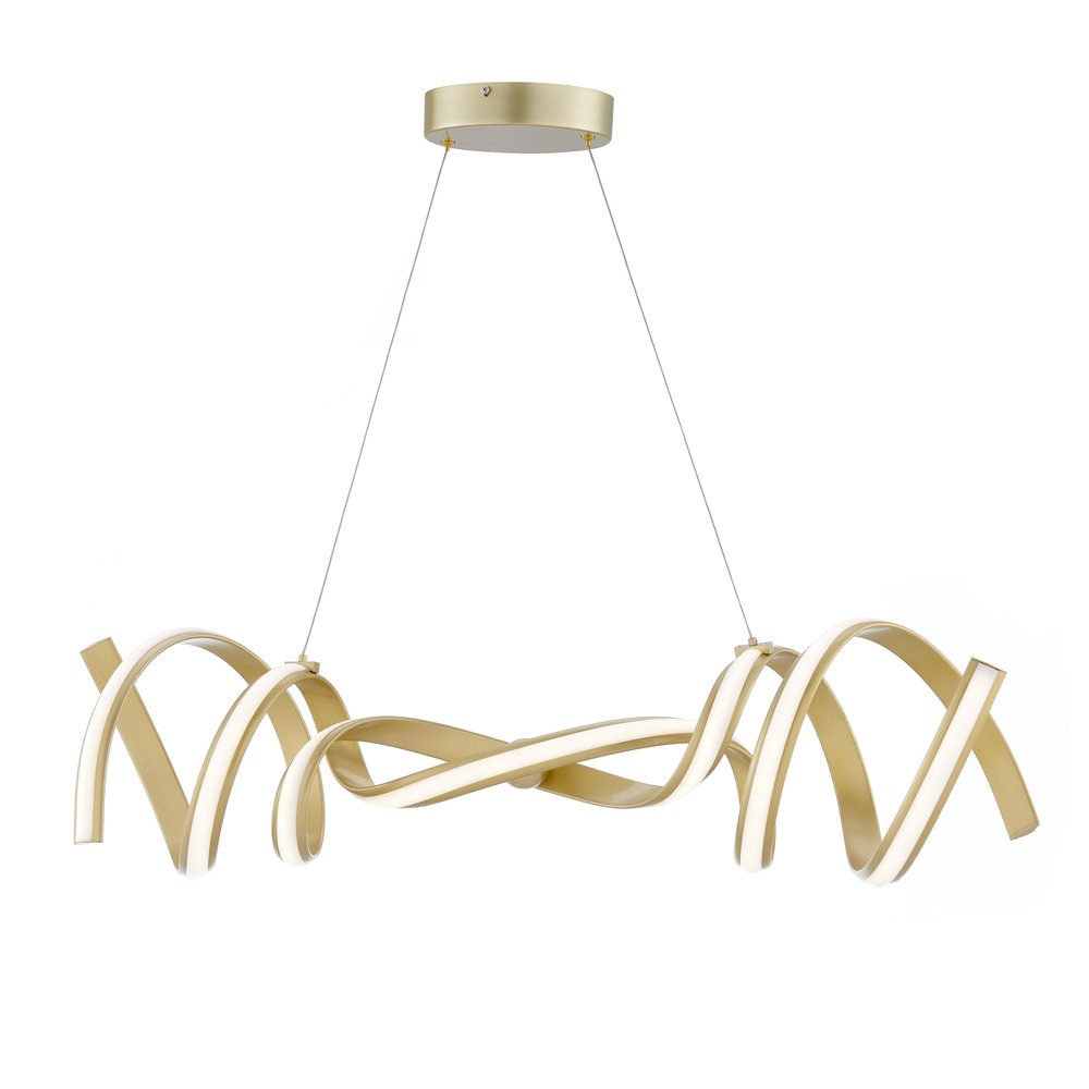 Gold Two Light Metal LED Dimmable Smart Enabled Chandelier