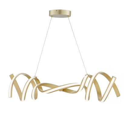 Gold Two Light Metal LED Dimmable Smart Enabled Chandelier
