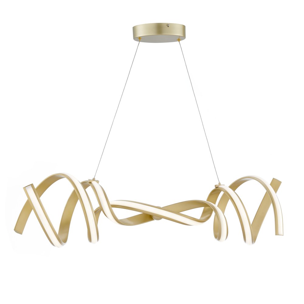 Gold Two Light Metal LED Dimmable Smart Enabled Chandelier