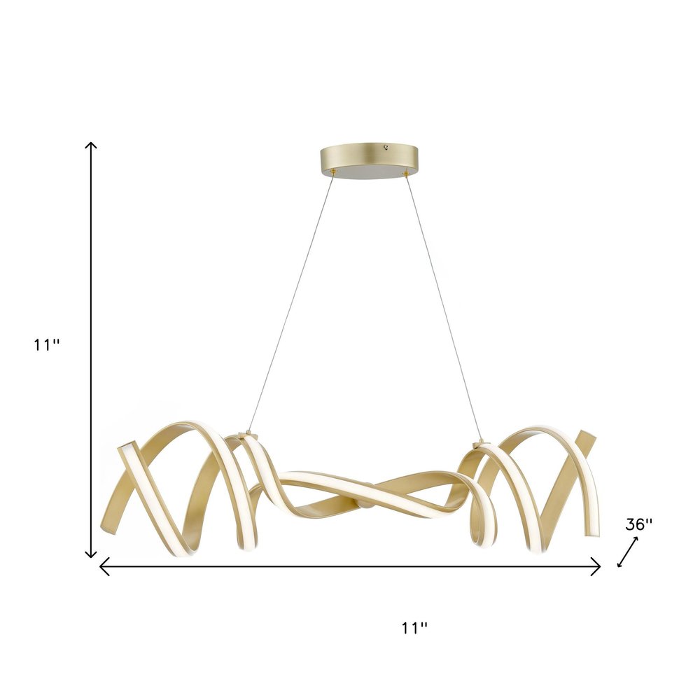 Gold Two Light Metal LED Dimmable Smart Enabled Chandelier