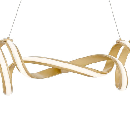 Gold Two Light Metal LED Dimmable Smart Enabled Chandelier