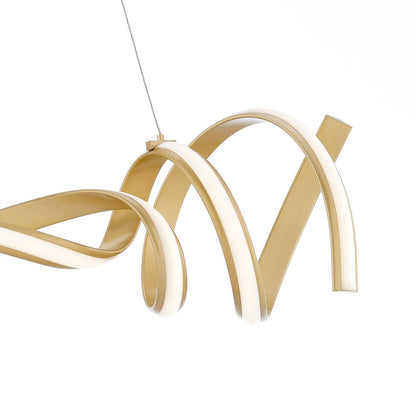 Gold Two Light Metal LED Dimmable Smart Enabled Chandelier