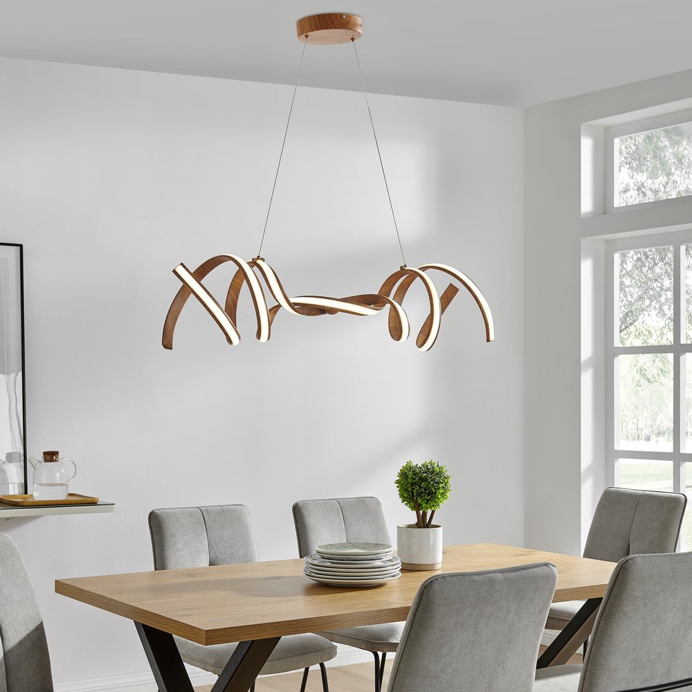 Brown Two Light Metal LED Dimmable Chandelier