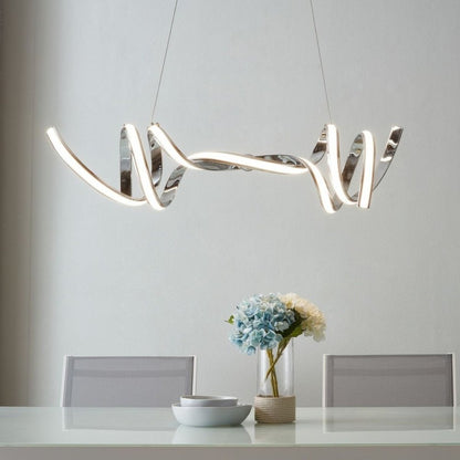 Silver Two Light Metal LED Dimmable Smart Enabled Chandelier