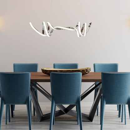 Silver Two Light Metal LED Dimmable Smart Enabled Chandelier