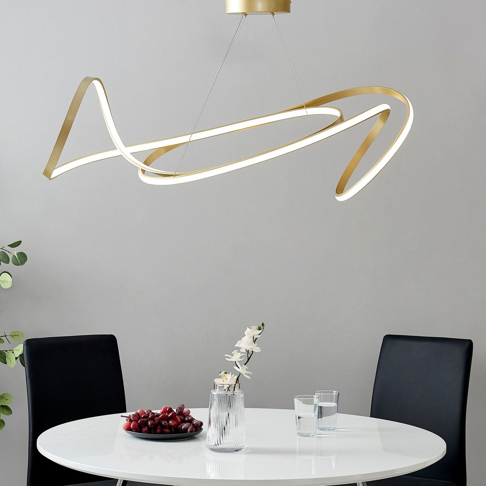 Gold Metal LED Dimmable Smart Enabled Chandelier