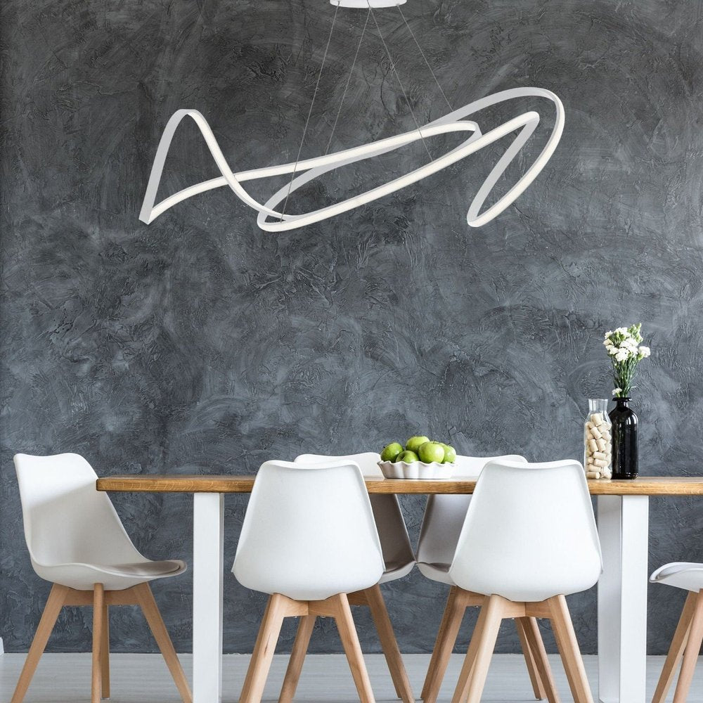 White Metal LED Dimmable Chandelier