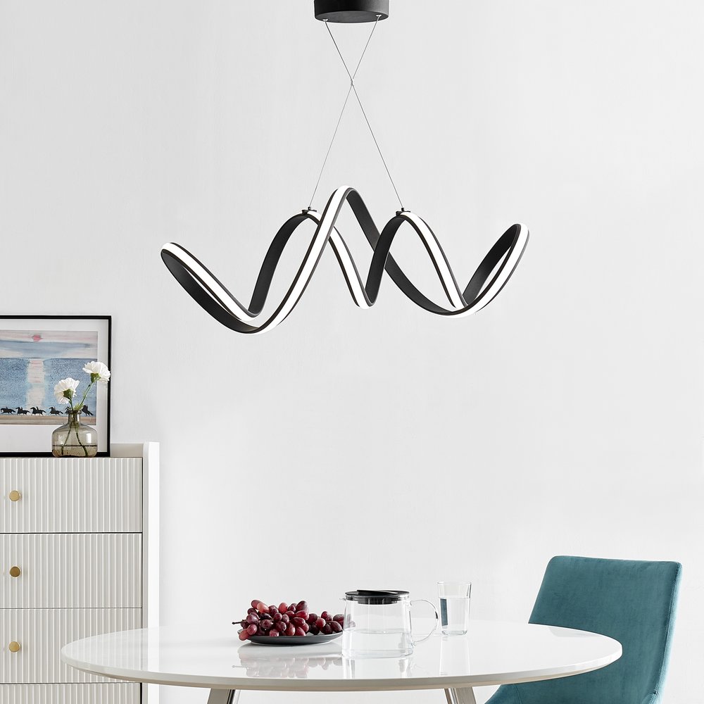 Black Metal LED Dimmable Smart Enabled Chandelier