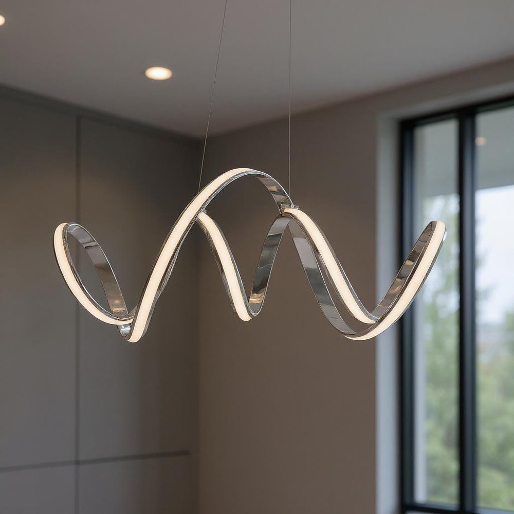 Silver Metal LED Dimmable Smart Enabled Chandelier