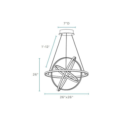 Silver Four Light Metal LED Dimmable Chandelier