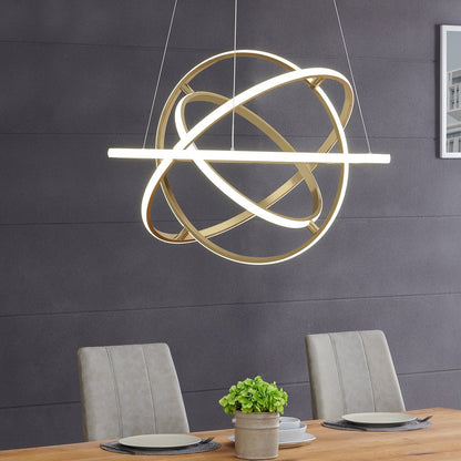 Gold Four Light Metal LED Dimmable Smart Enabled Chandelier