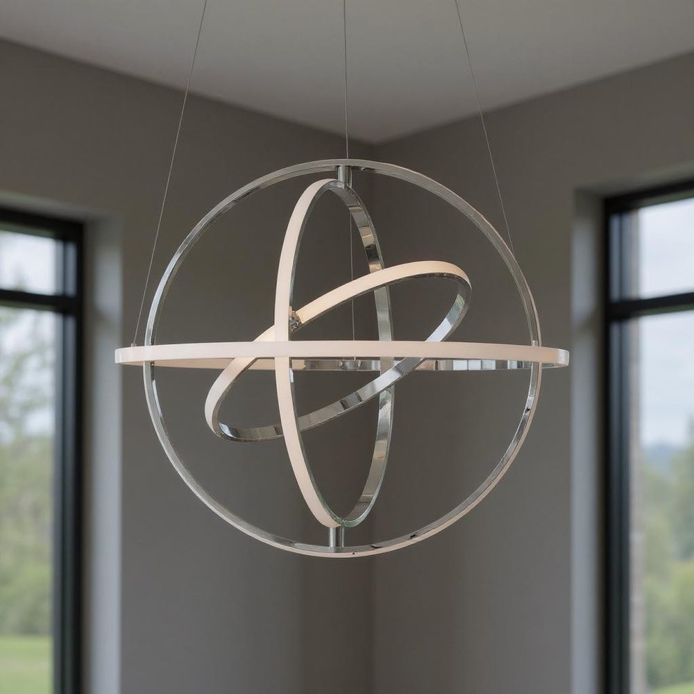 Silver Four Light Metal LED Dimmable Smart Enabled Chandelier