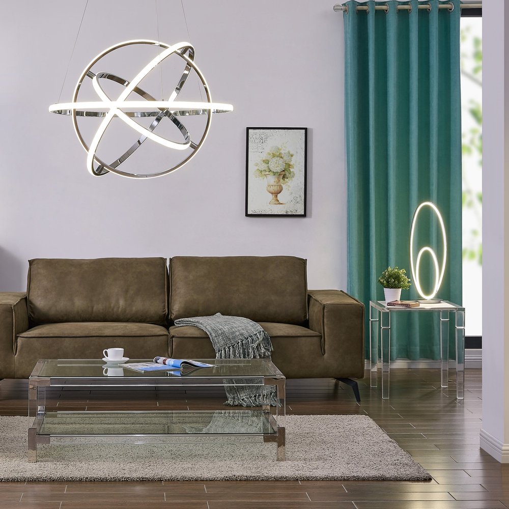 Silver Four Light Metal LED Dimmable Smart Enabled Chandelier