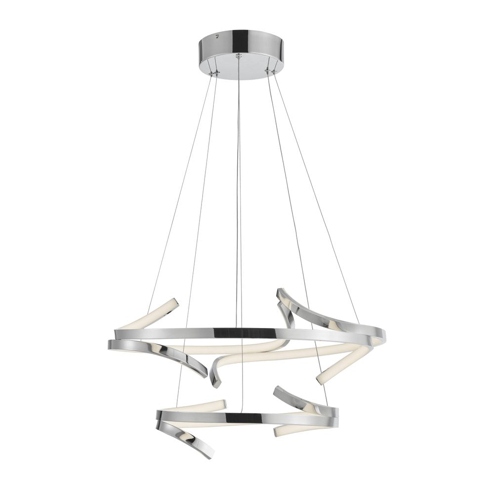 Silver Two Light Metal LED Dimmable Chandelier