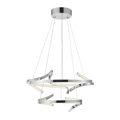 Silver Two Light Metal LED Dimmable Chandelier