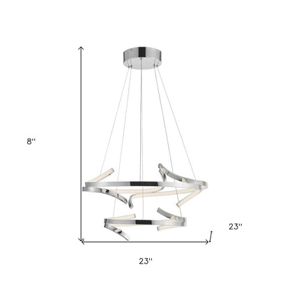Silver Two Light Metal LED Dimmable Smart Enabled Chandelier