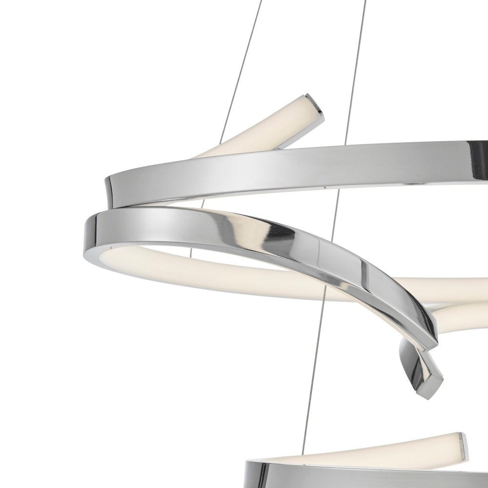 Silver Two Light Metal LED Dimmable Smart Enabled Chandelier