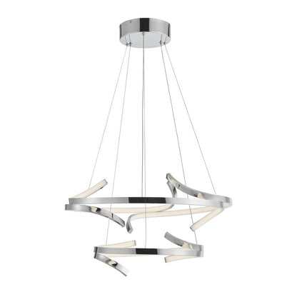 Silver Two Light Metal LED Dimmable Smart Enabled Chandelier