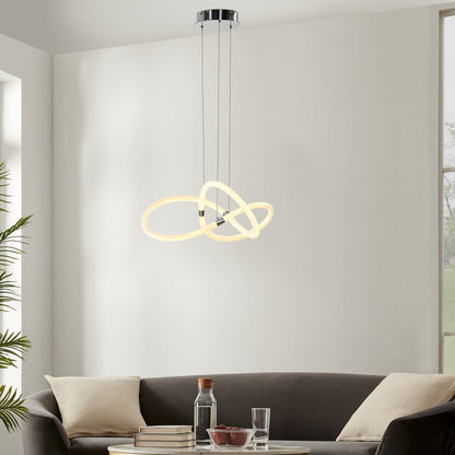 Silver Metal LED Dimmable Smart Enabled Chandelier