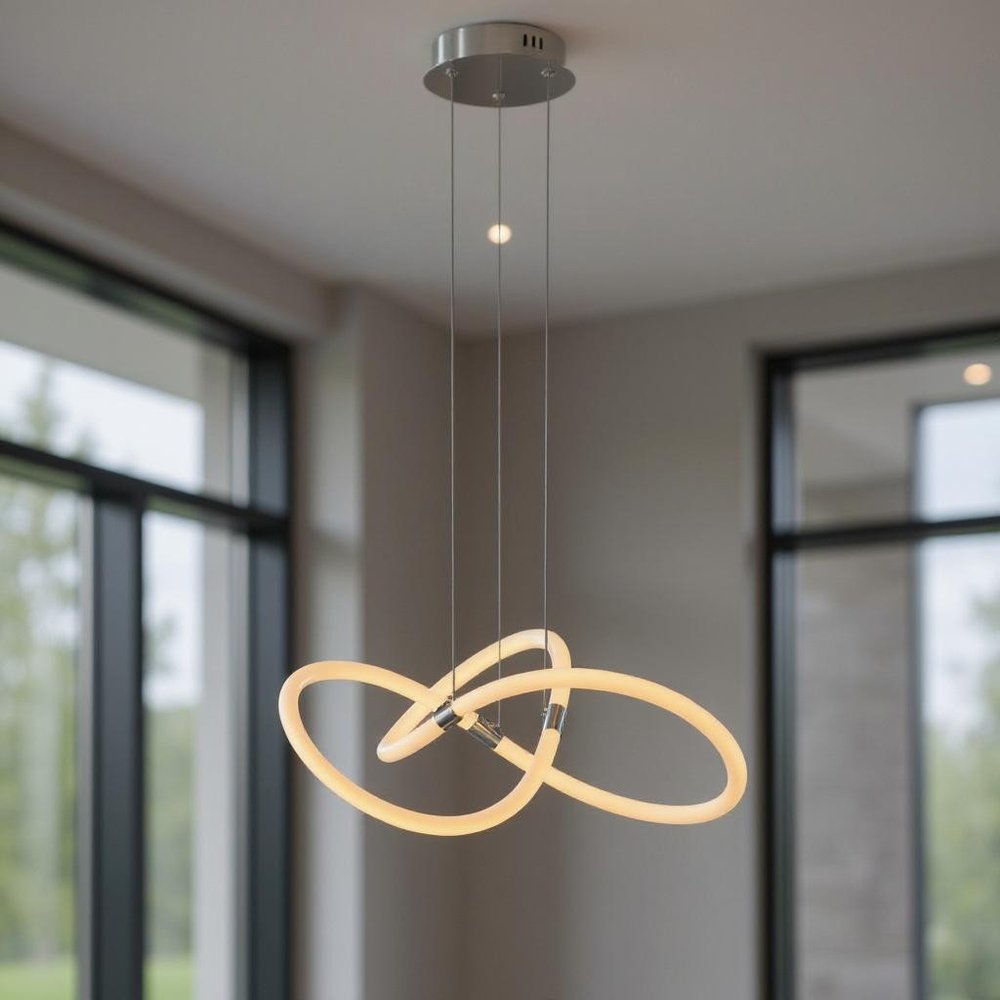 Silver Metal LED Dimmable Smart Enabled Chandelier