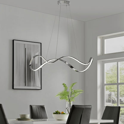 Silver Unique Statement Metal LED Dimmable Chandelier