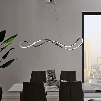 Silver Unique Statement Metal LED Dimmable Chandelier
