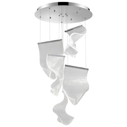 Silver And Clear Five Light Metal LED Dimmable Chandelier With Clear Shades