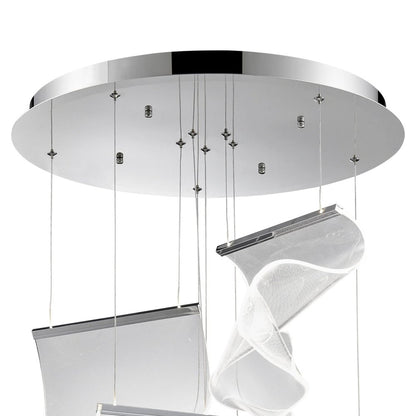 Silver And Clear Five Light Metal LED Dimmable Chandelier With Clear Shades