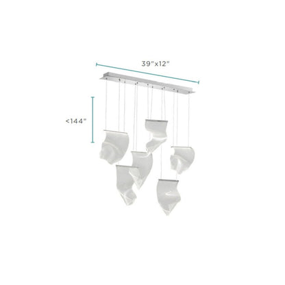 Silver And Clear Six Light Metal LED Dimmable Chandelier With Clear Shades