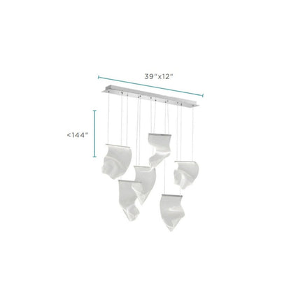 Silver And Clear Six Light Metal LED Dimmable Chandelier With Clear Shades