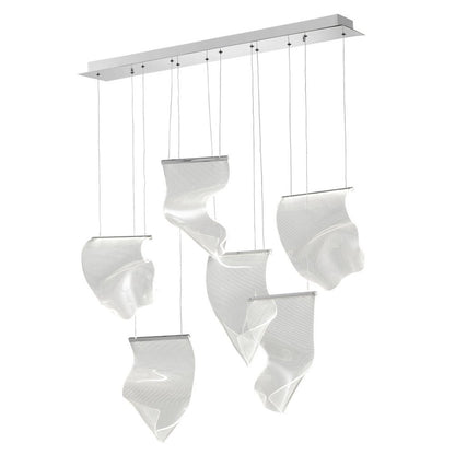 Silver And Clear Six Light Metal LED Dimmable Chandelier With Clear Shades