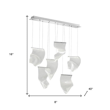Silver And Clear Six Light Metal LED Dimmable Chandelier With Clear Shades