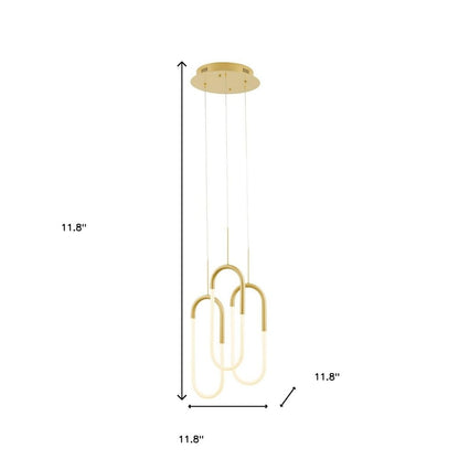 Gold Three Light Metal LED Dimmable Smart Enabled Chandelier