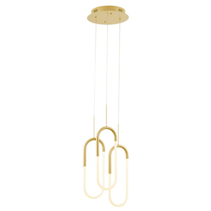 Gold Three Light Metal LED Dimmable Smart Enabled Chandelier