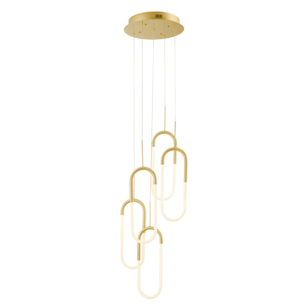 Gold Five Light Metal LED Dimmable Smart Enabled Chandelier