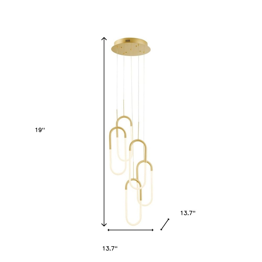 Gold Five Light Metal LED Dimmable Smart Enabled Chandelier