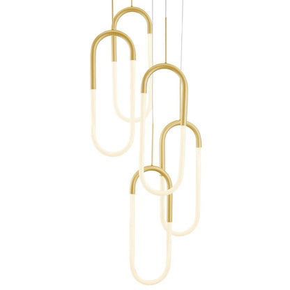 Gold Five Light Metal LED Dimmable Smart Enabled Chandelier