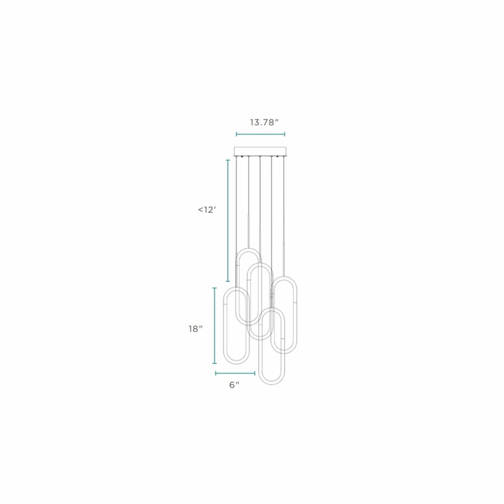 Gold Five Light Metal LED Dimmable Smart Enabled Chandelier