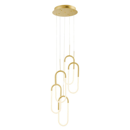 Gold Five Light Metal LED Dimmable Smart Enabled Chandelier