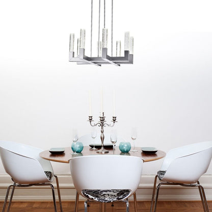 Silver Candle Style Eight Light Metal Dimmable Chandelier With Clear Shades