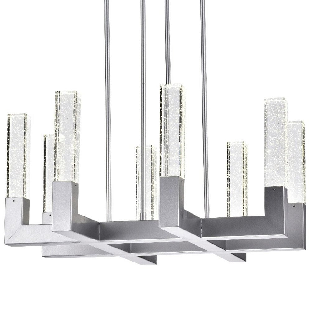 Silver Candle Style Eight Light Metal Dimmable Chandelier With Clear Shades
