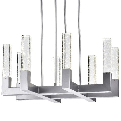 Silver Candle Style Eight Light Metal Dimmable Chandelier With Clear Shades