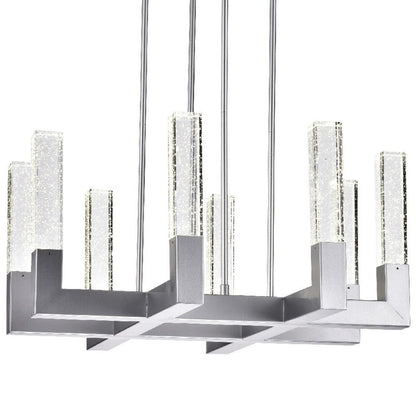 Silver Candle Style Eight Light Metal Dimmable Chandelier With Clear Shades