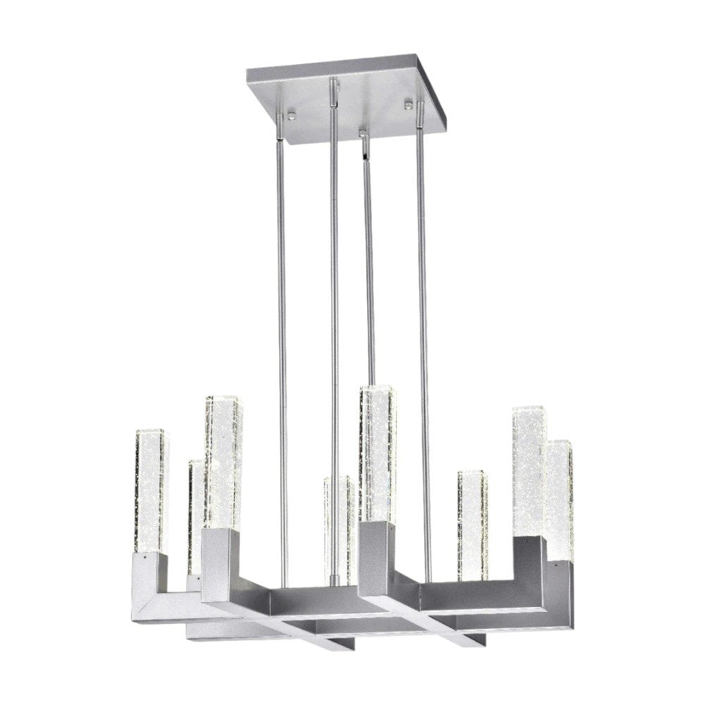 Silver Candle Style Eight Light Metal Dimmable Chandelier With Clear Shades