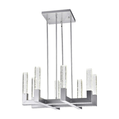 Silver Candle Style Eight Light Metal Dimmable Chandelier With Clear Shades