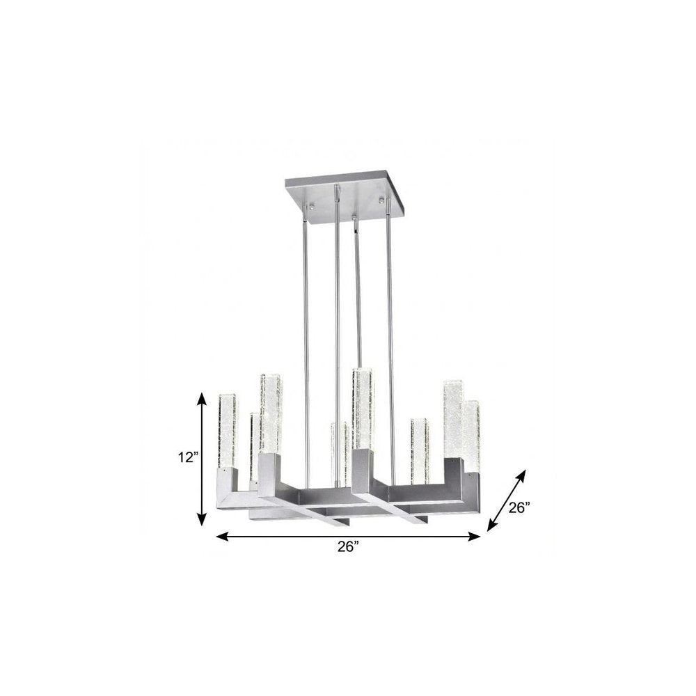 Silver Candle Style Eight Light Metal Dimmable Chandelier With Clear Shades